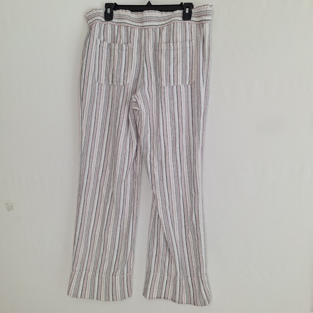 Cottagecore Boho Linen Blend Resort Wear Chic Jolt Wide Leg Striped Pants XL - Picture 2 of 16